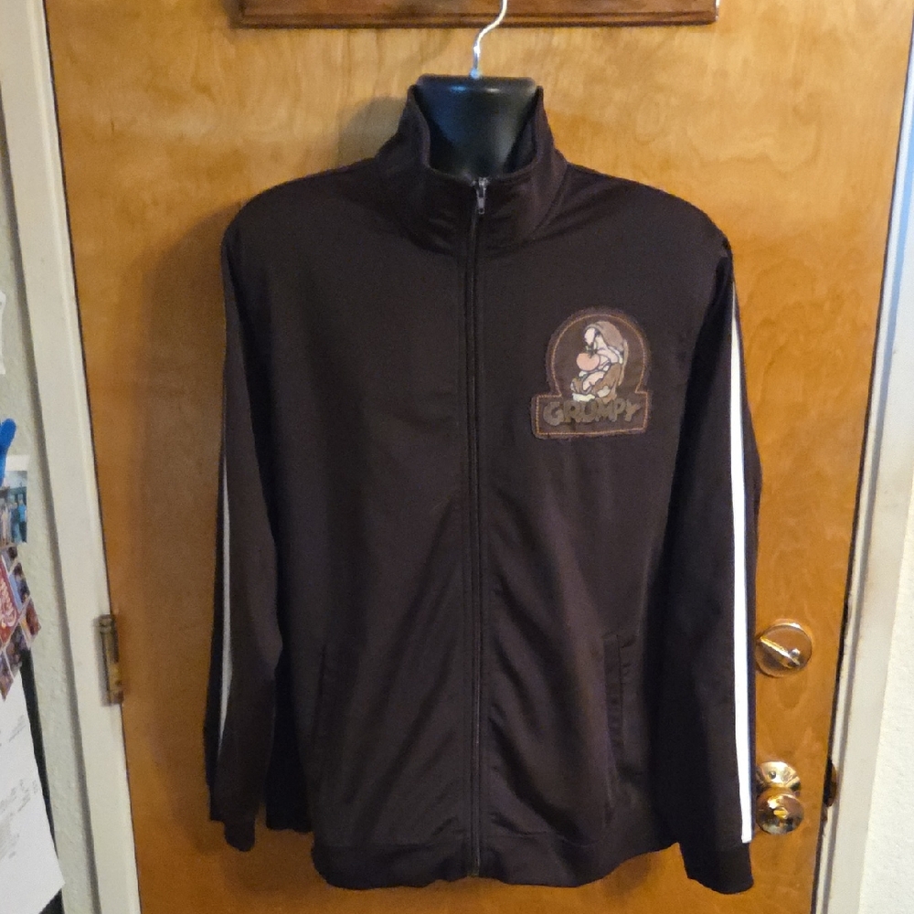 Disney‎ Store Vintage Grumpy Mens Track Jacket Brown Snow White 7 Dwarves Large